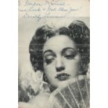 Dorothy Lamour signed 6x4 black and white photo. Lamour was an American actress and singer. She is