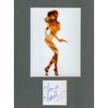 Fiona Fullerton matted James Bond signature piece featuring a signed white card in blue marker pen