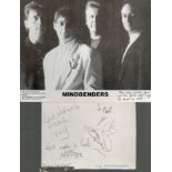 Mindbenders signed 7x5 card and unsigned black and white photo. All autographs come with a