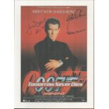 Judi Dench, Gotz Otto and Patrick Macnee signed Tomorrow Never Dies mounted photo. Overall size