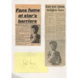 Paul Young signed album page stuck to white sheet with information. Young is an English musician,