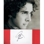 Josh Groban signature piece featuring a 10x8 colour photograph and a signed white card. Groban (born