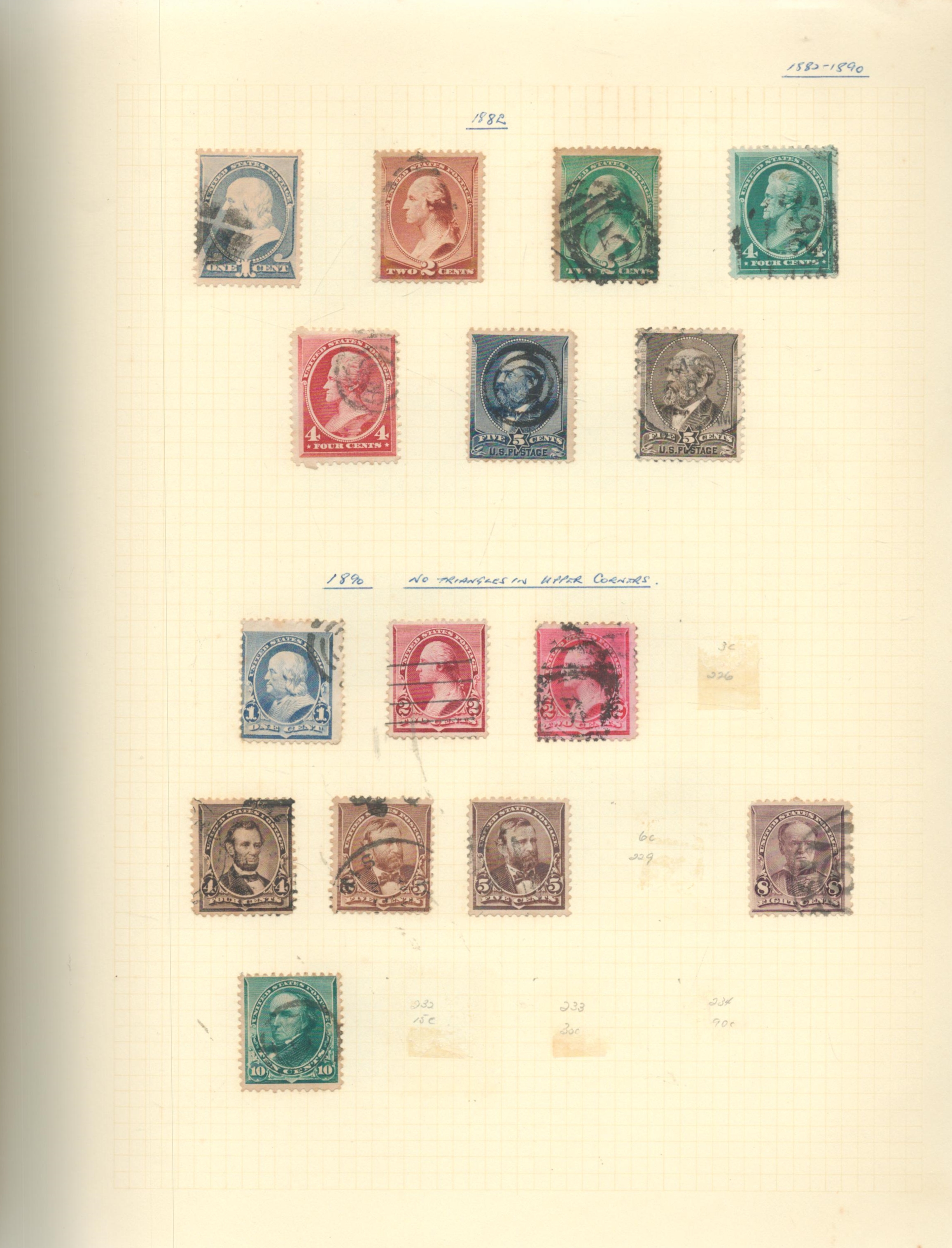 USA Used Stamps in a Stanley Gibbons Album containing 950+ Stamps from 1884 to 1975, good condition.