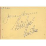 Johnny Morris and Michael Bentine signed 5x4 yellow album page. All autographs come with a