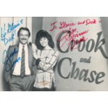 American TV Duo Lorianne Crook and Charlie Chase Signed 9x6 inch Black and White Photo. All