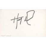 Huey Lewis signed 5x3 white card. Lewis, is an American singer, songwriter, and actor. All