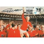 Geoff Hurst signed 8x6 colour photograph with postal stamp and official postmarks affixed dating