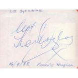 Frankie Vaughan and Sonny Day on reverse signed 4x3 white album page. Vaughan CBE DL was an