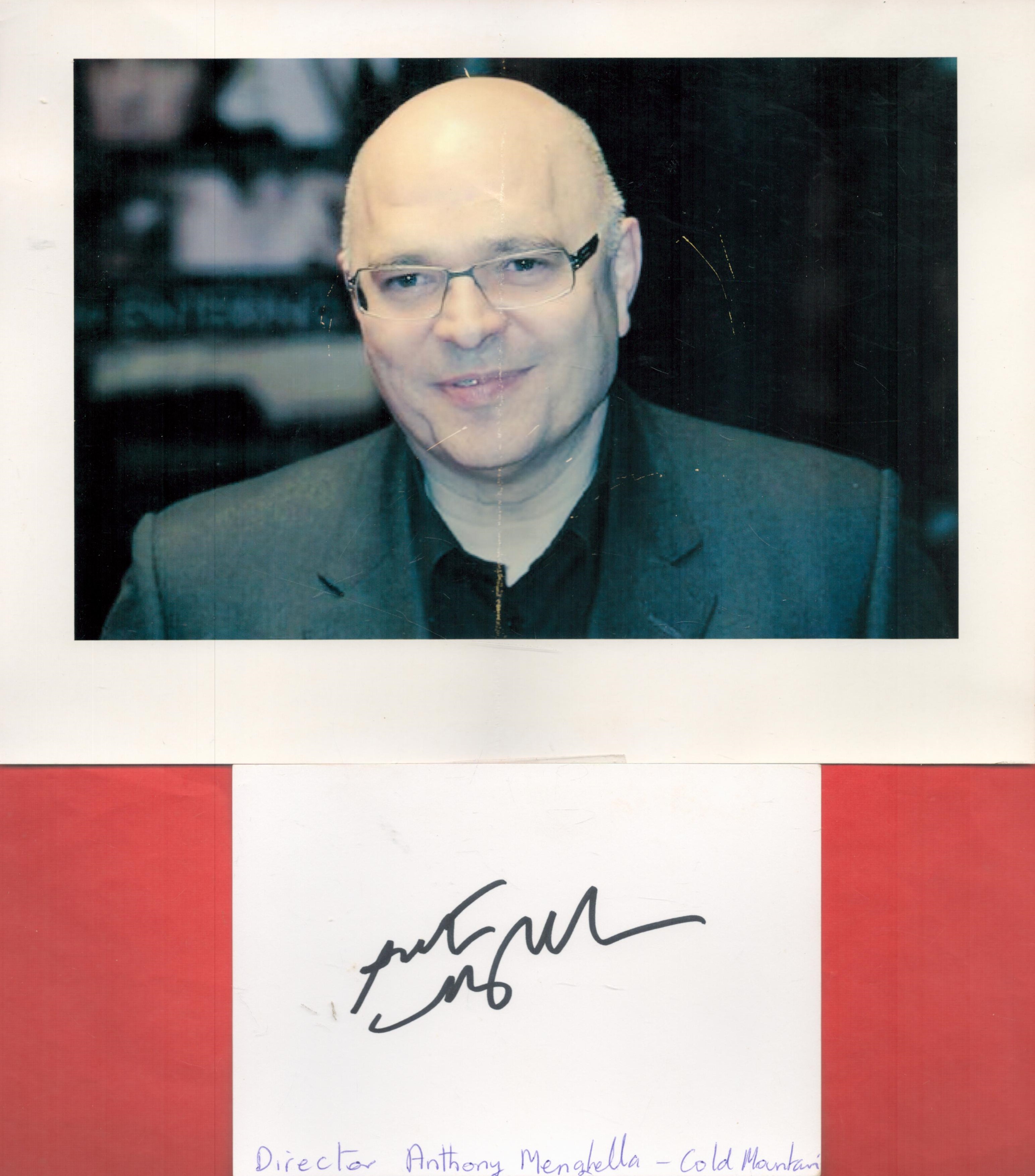 Anthony Minghella signed album page with unsigned colour photo. Minghella, CBE was a British film