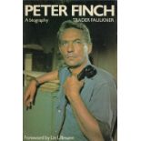 Peter Finch, A Biography Hardback Book by Trader Faulkner signed by Faulkner. Fair Condition