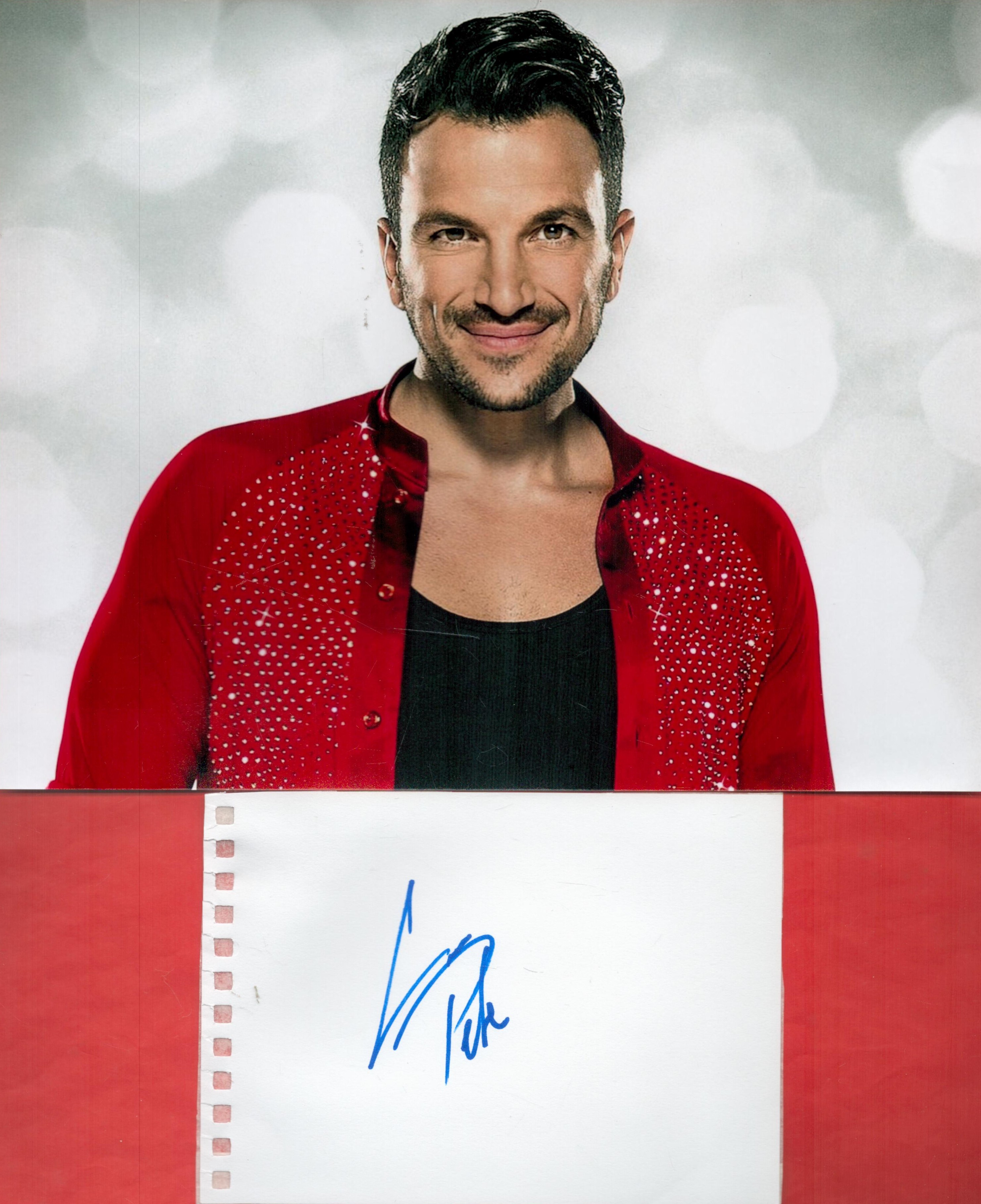 Peter Andre signature piece featuring a 10x8 colour photograph and a signed white card. Andre gained