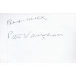 Peter Vaughan signed 6x4 white card. Vaughan was an English character actor known for many