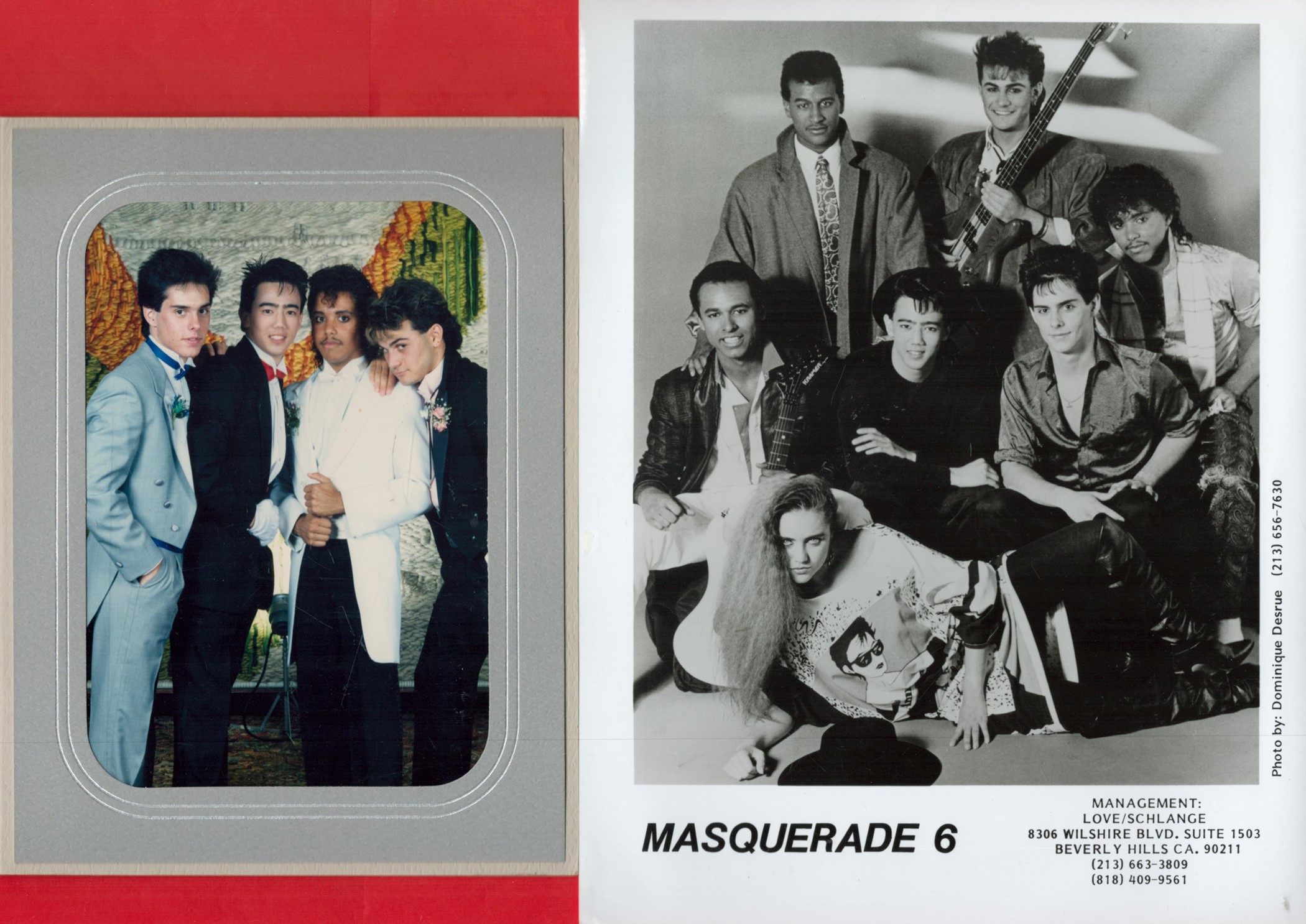 Masquerade 6 collection with 2 photographs, one of which is signed on the frame from the band to