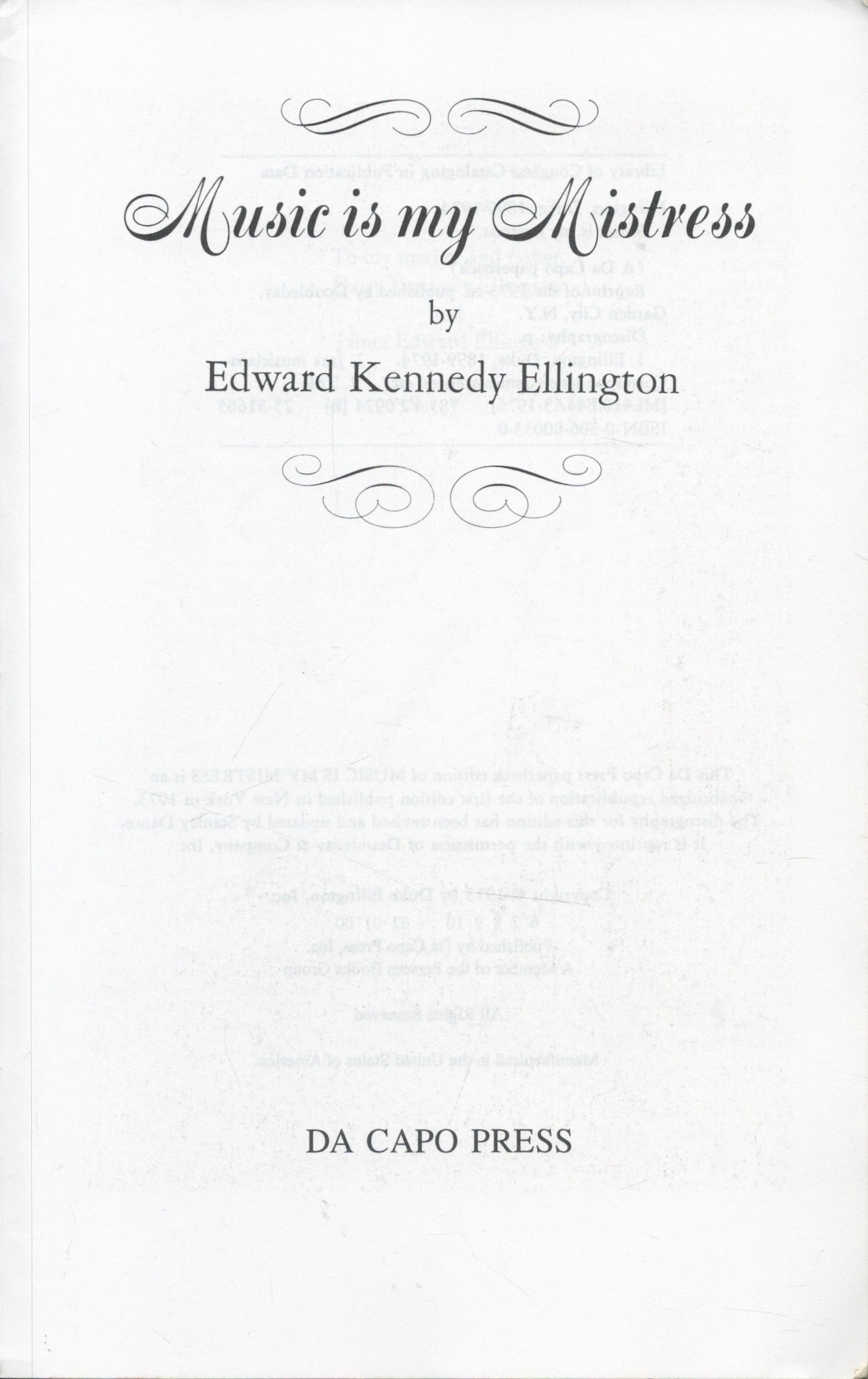 Duke Ellington Music is My Mistress by Edward Kennedy Ellington 1973 First Paperback Edition - Image 2 of 3