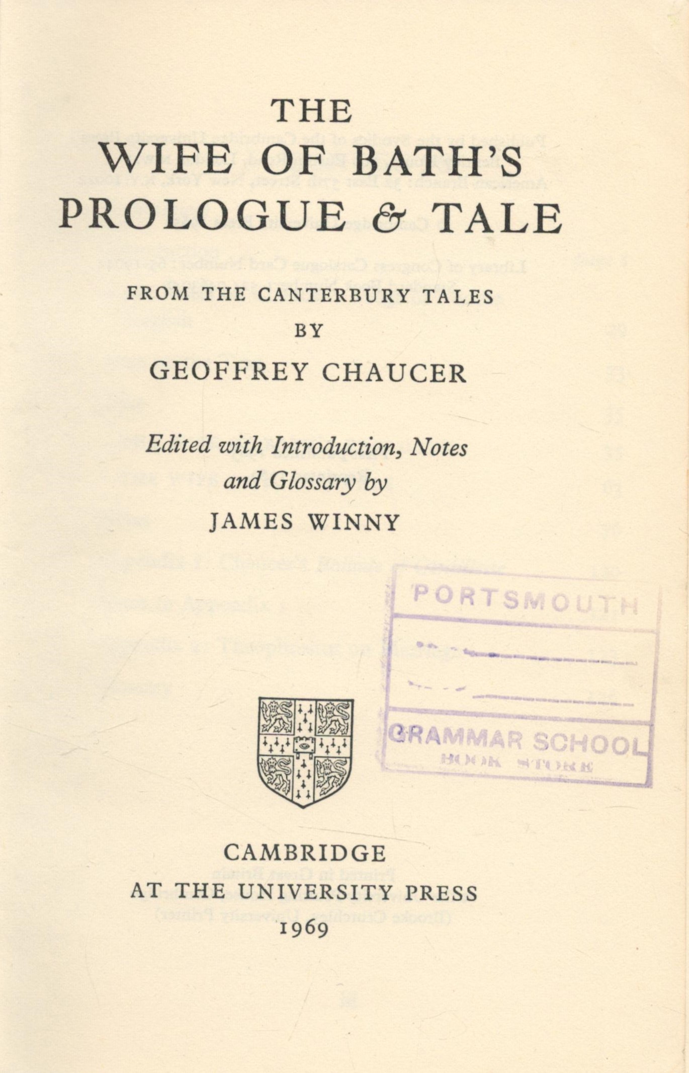 Selected Tales from Chaucer The Wife of Bath's Prologue and Tale Edited by James Winny 1969 Second - Image 2 of 3