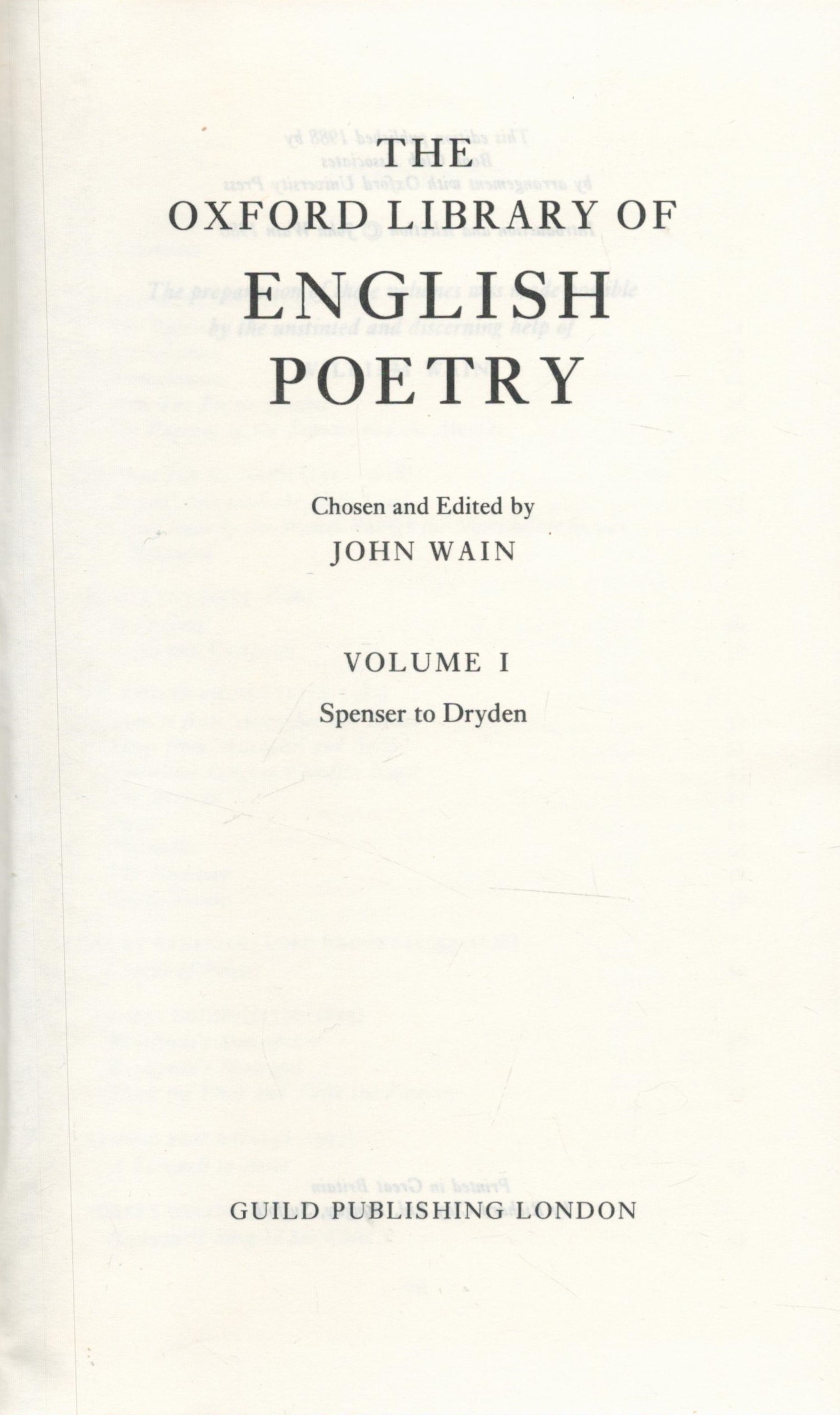 3 x Books The Oxford Library of English Poetry Edited by John Wain 1988 Book Club Edition Hardback - Image 3 of 4
