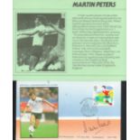 Football Martin Peters signed 1988 World Cup football FDC with career descriptive card. Good