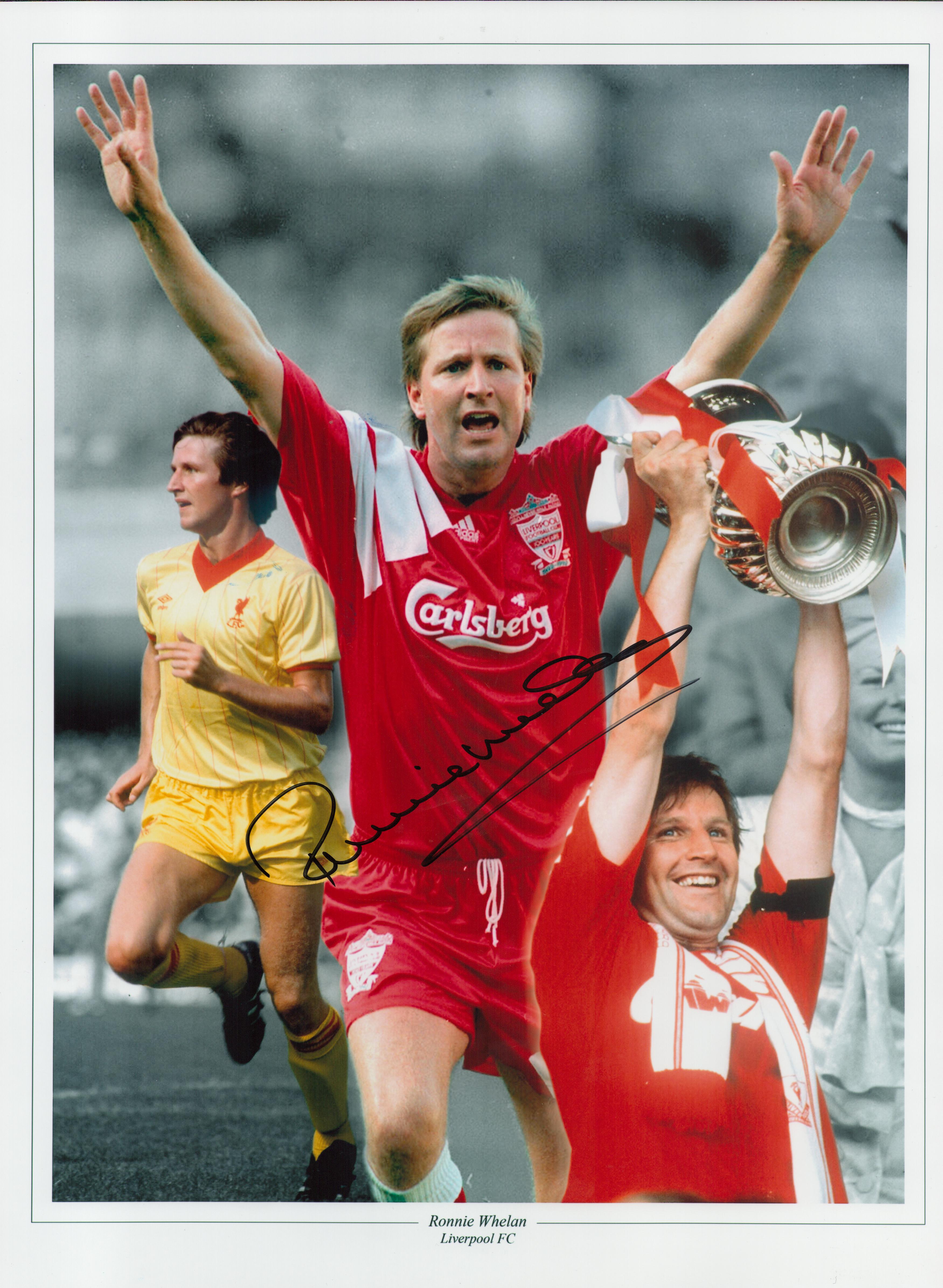 Football Ronne Whelan signed 16x12 Liverpool colour montage print. Good condition. All autographs