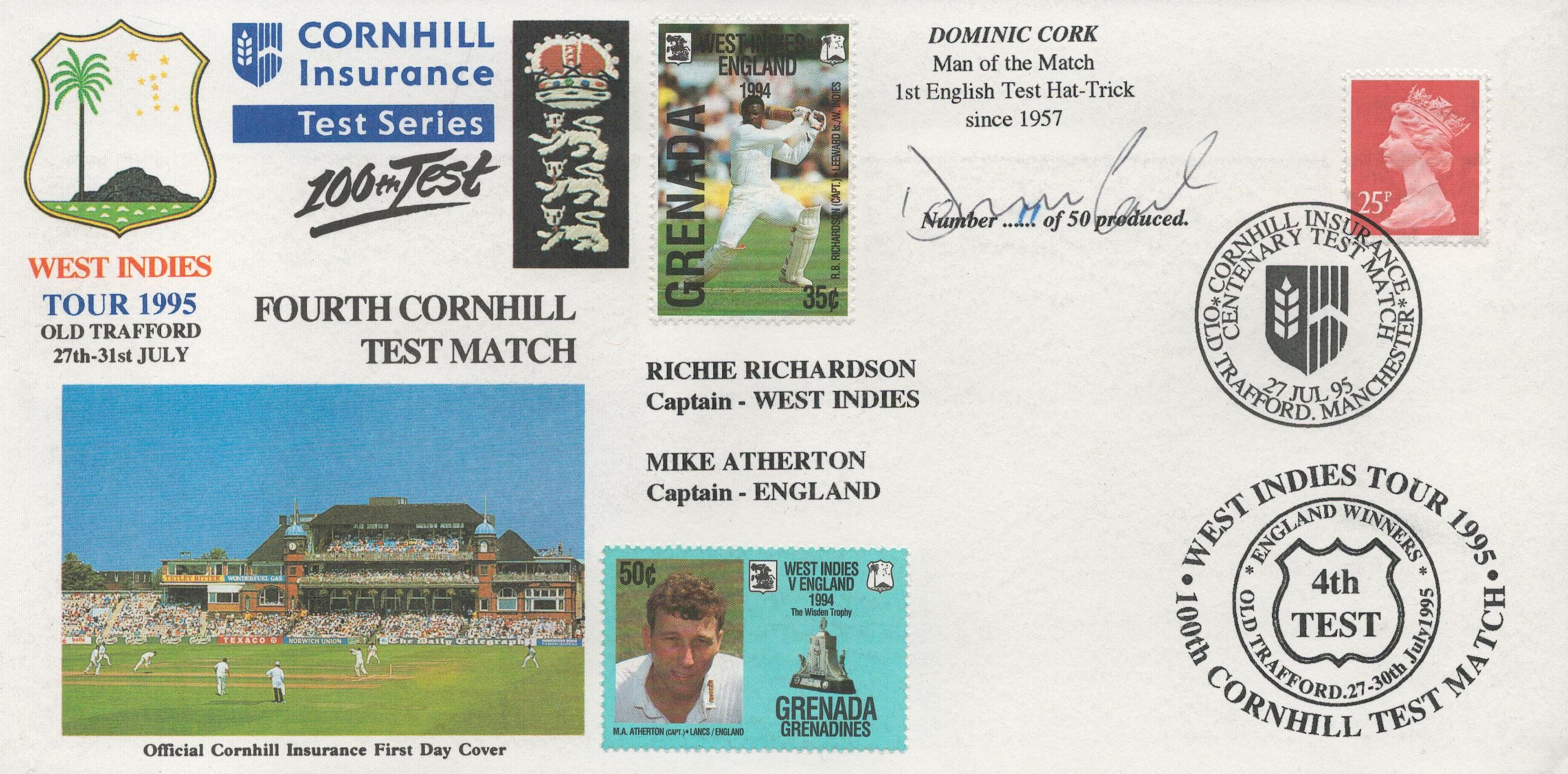 Cricket Dominic Cork Signed West Indies Tour 1995 First Day Cover. Good condition. All autographs