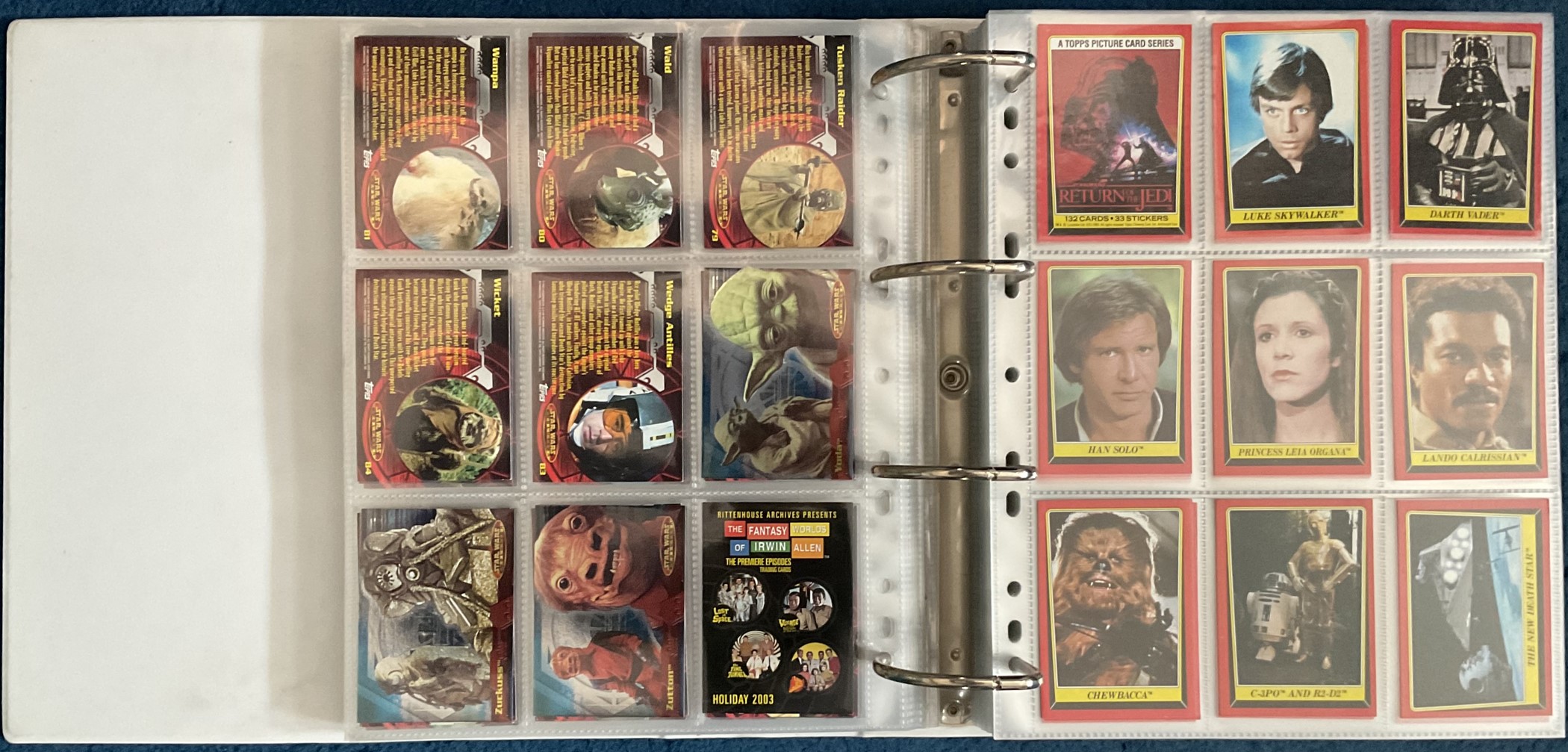 Binder of mixed assorted trading cards approx. 550, including Star Trek and Star Wars, 64 pages