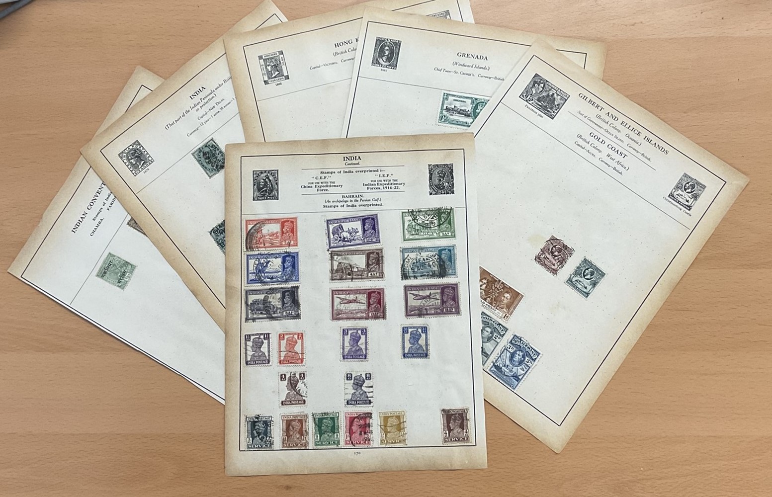 19 Stamp Pages British commonwealth. Includes India and states, Iceland, Honduras, Guatemala,