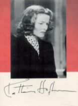 Katherine Hepburn signed small white card with small magazine photo fixed above. Good condition. All