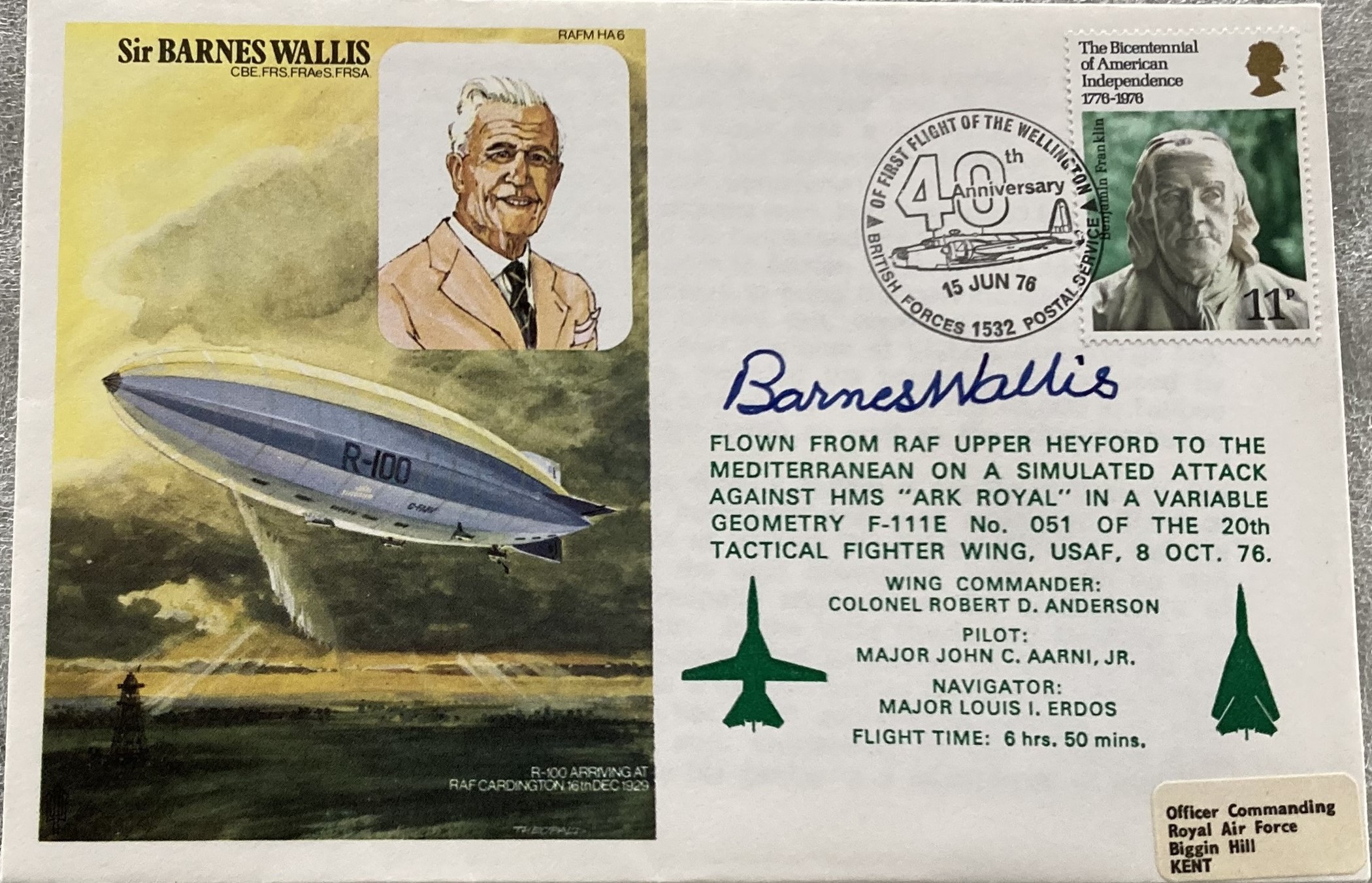 Dambuster Bomb inventor Sir Barnes Wallis signed on his own RAF historic aviators cover HA6. Sir