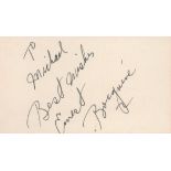 American Actor Ernest Borgnine Signed 4 x 2.5 inch Signature Piece. Signed in black ink,