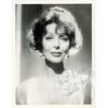 Loretta Young signed 6 x 4 inch b/w photo. Marks on back where removed from album, front in