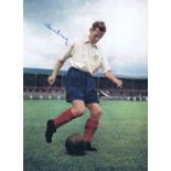 Autographed TOM FINNEY 16 x 12 photo - Col, depicting the England outside-right striking a wonderful