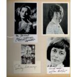TV Film Music collection of signed photos and cards in old photo album. 80+ autographs on photos,