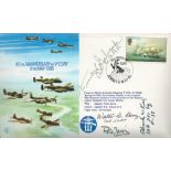 WW2 Top US ace Gabby Gabreski, Walter Benz and Charles King signed 40th ann VE day cover. Good