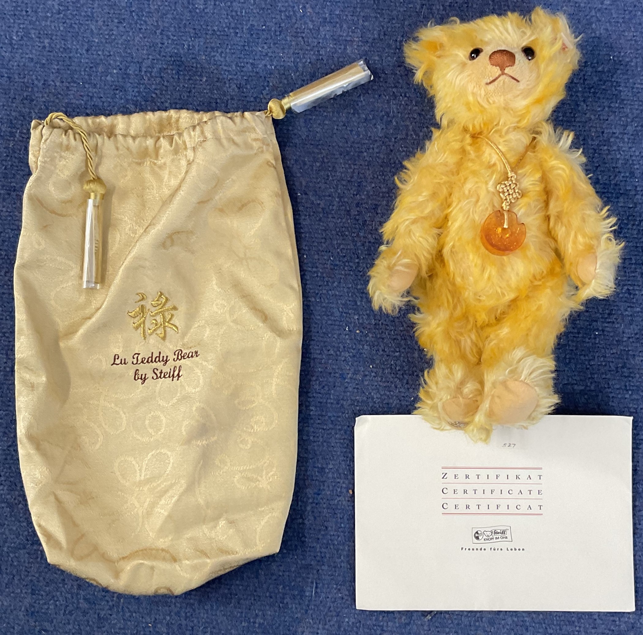 Steiff Lu Teddy Bear Symbolize prosperity and wealth, yellow 31cm Limited edition No 00527 of 1,500.