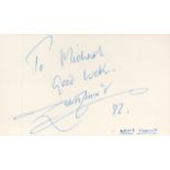 Lewis Collins signed white card to Michael. Good condition. All autographs come with a Certificate