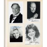 TV Film Music collection of signed photos and cards in old photo album. 100+ autographs on photos,