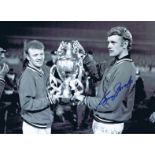 Autographed GARY SPRAKE 16 x 12 photo - B/W, depicting the Leeds United goalkeeper and club