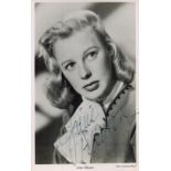 American Actress June Allyson Signed 5.5 x 3.5 inch Black and White Photo. Signed in black ink. Good