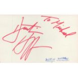 American actor and filmmaker Dustin Hoffman Signed 4.5 x 3 inch White Signature Card. Signed in
