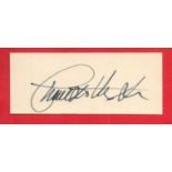 American Actor Charlton Heston Signed 4.5 x 2 inch White signature Piece. Signed in black ink.