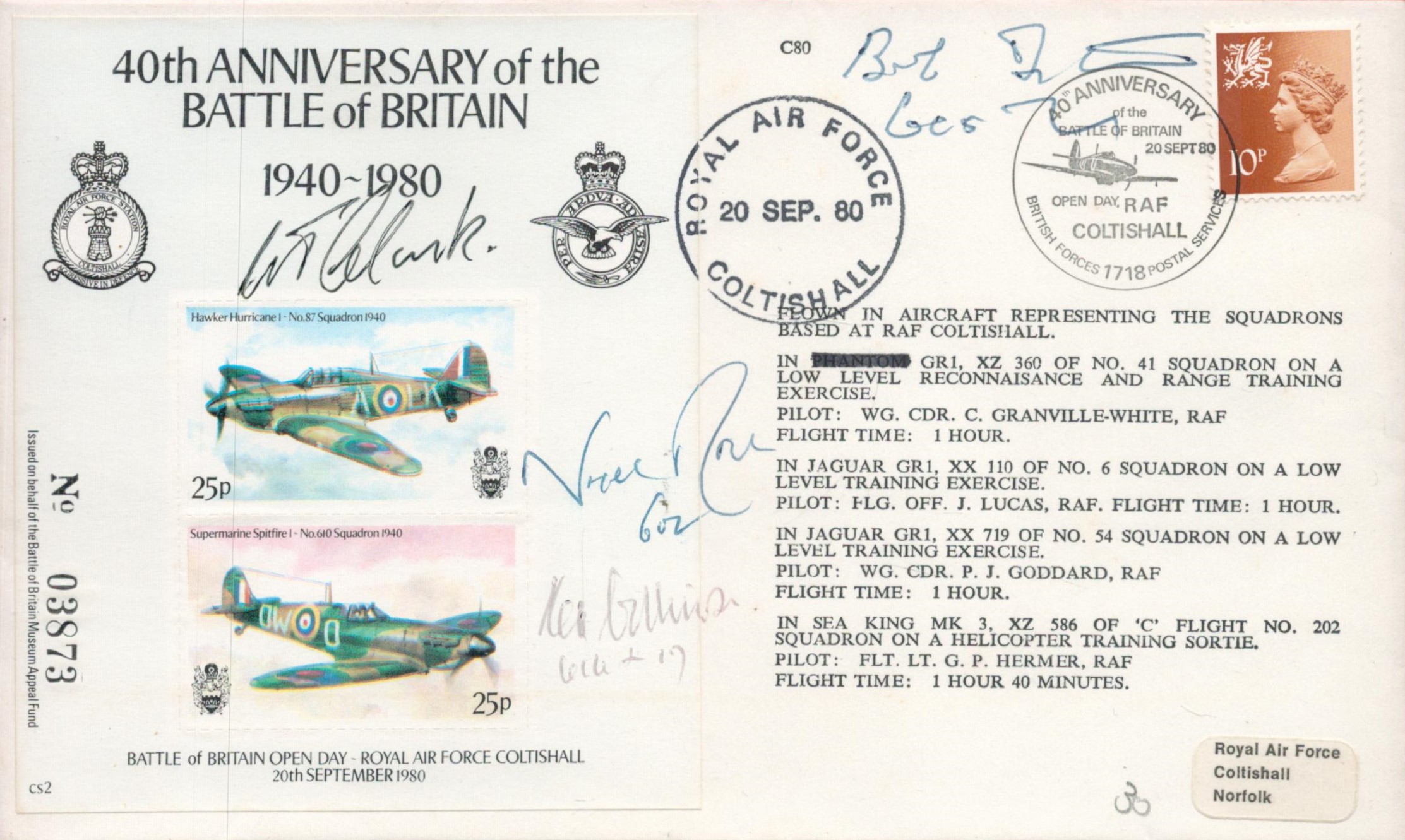 Nigel Rose, WT Clark, Ken Wilkinson, and Bob Foster Signed 40th Anniversary of the Battle of Britain