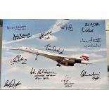 14 Concorde pilots and crew signed stunning 12 x 8 inch photo of the dropped nose in flight.