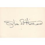 Olivia De Havilland Signed 4 x 3 inch approx Signature Card. Signed in black ink. Good Condition.