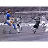 Autographed PETER BARNES 16 x 12 photo - Colorized, depicting the Manchester City winger superbly