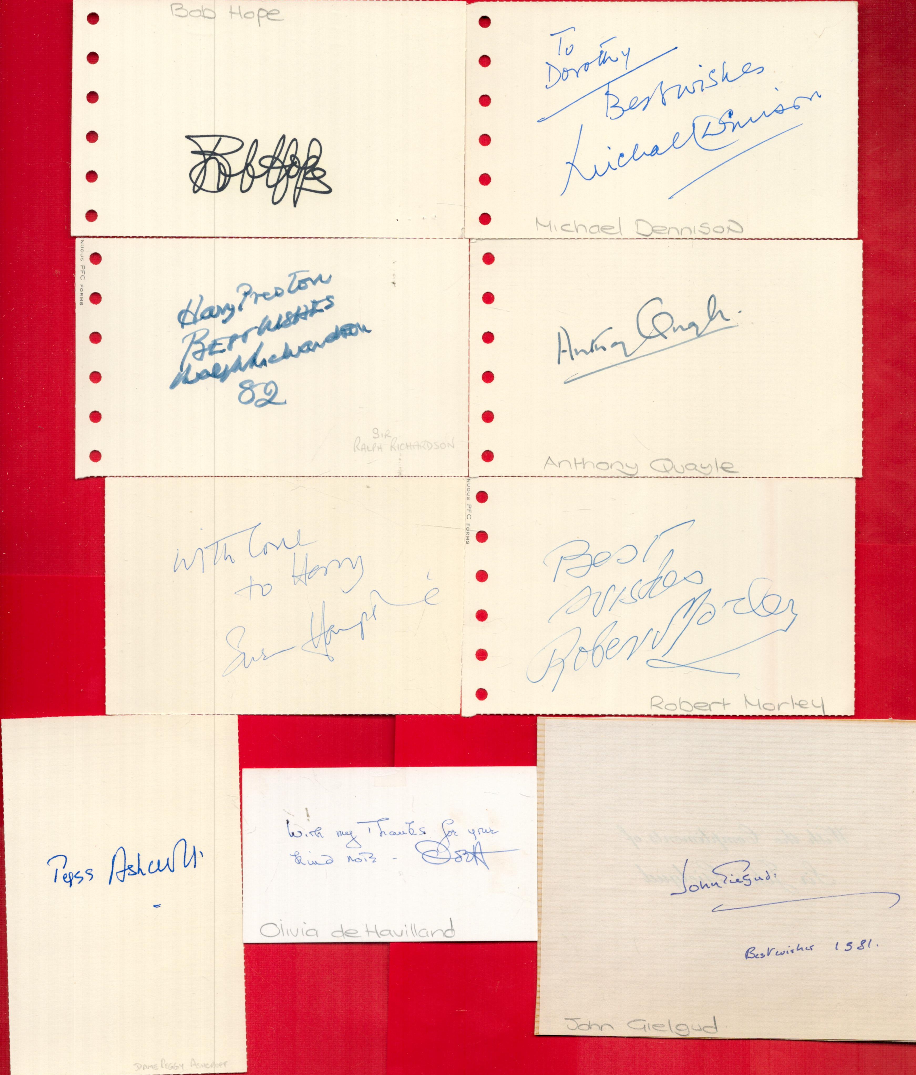 Film Actor Collection of Signed Items. Signature in this Collection include Anthony Quayle, Bob