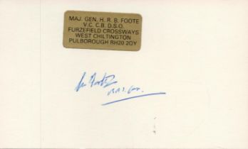 WW2 Mjr Gen H Foote VC signed white card with address label fixed on it. Good condition. All