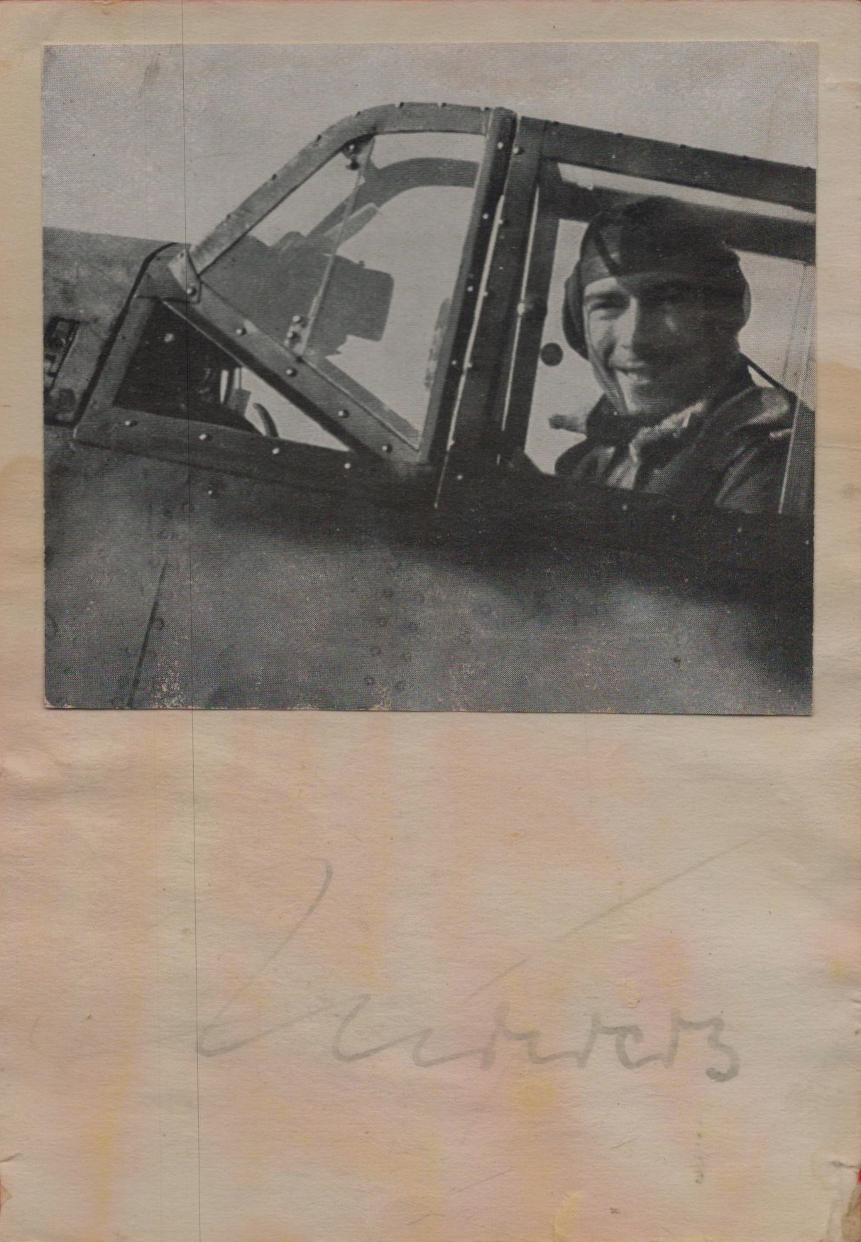 WW2 Werner Molders rare, signed autograph album page with b/w magazine photo fixed above FADED but