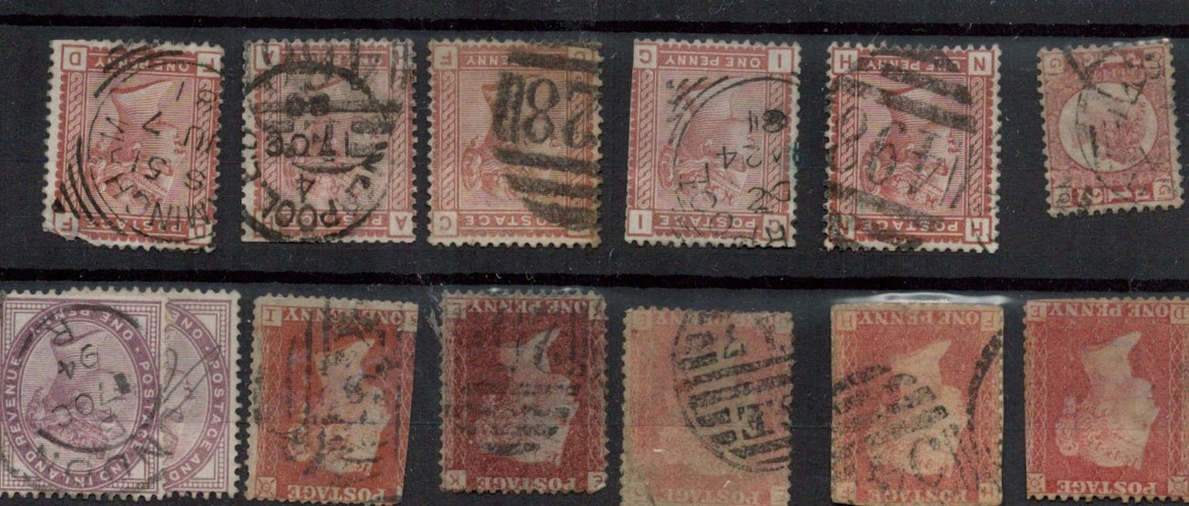 GB Selection of QV on Stockcard.13 stamps. CAT VAL 150. We combine postage on multiple winning