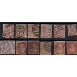 GB Selection of QV on Stockcard.13 stamps. CAT VAL 150. We combine postage on multiple winning