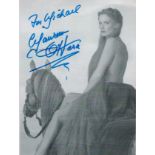 Actress Maureen O'Hara Signed 6 x 4 approx black and white magazine page cutting. Signed in blue