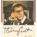 Tony Curtis signed small white card with small magazine photo fixed above. Good condition. All